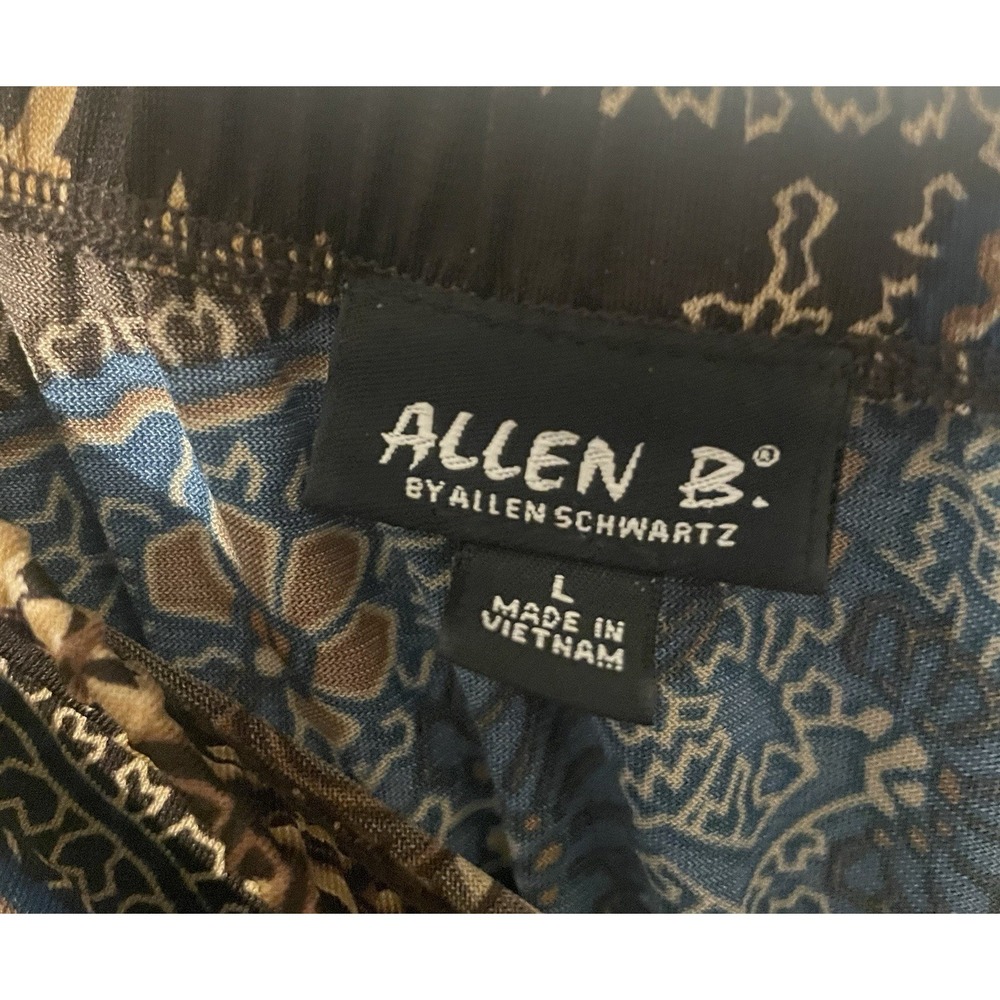 Allen‎ B By Allen Schwartz Maxi Dress L Paisley Boho Blue Tie Waist Stretch - Picture 6 of 6